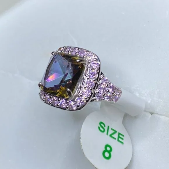 Yellow Rainbow Topaz Statement Ring RBP6657 Sparkling with Love Size 8 - Picture 4 of 6